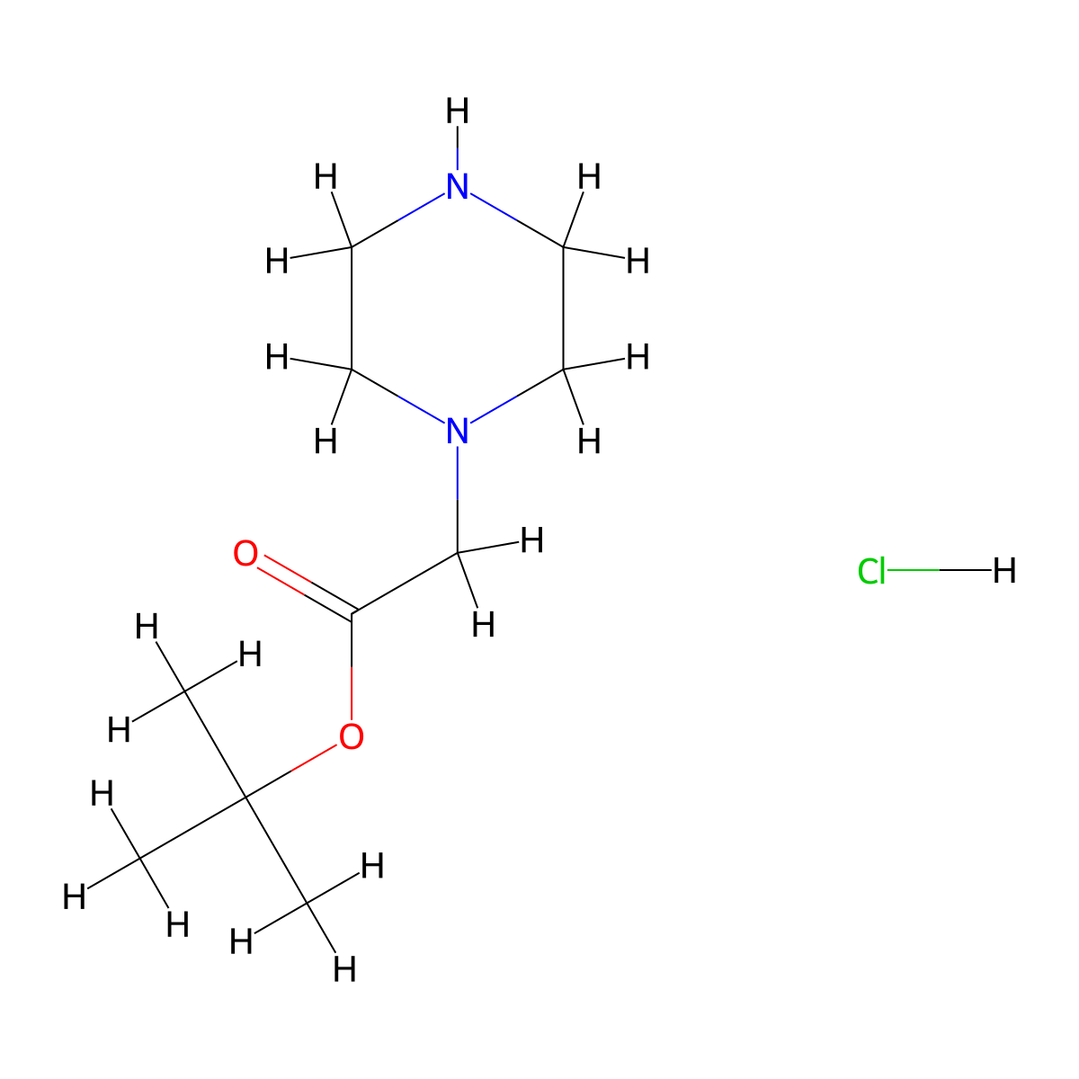 tert-Butyl 2-(piperazin-1-yl)acetate hydrochloride molecular structure, CAS 2408342-38-9