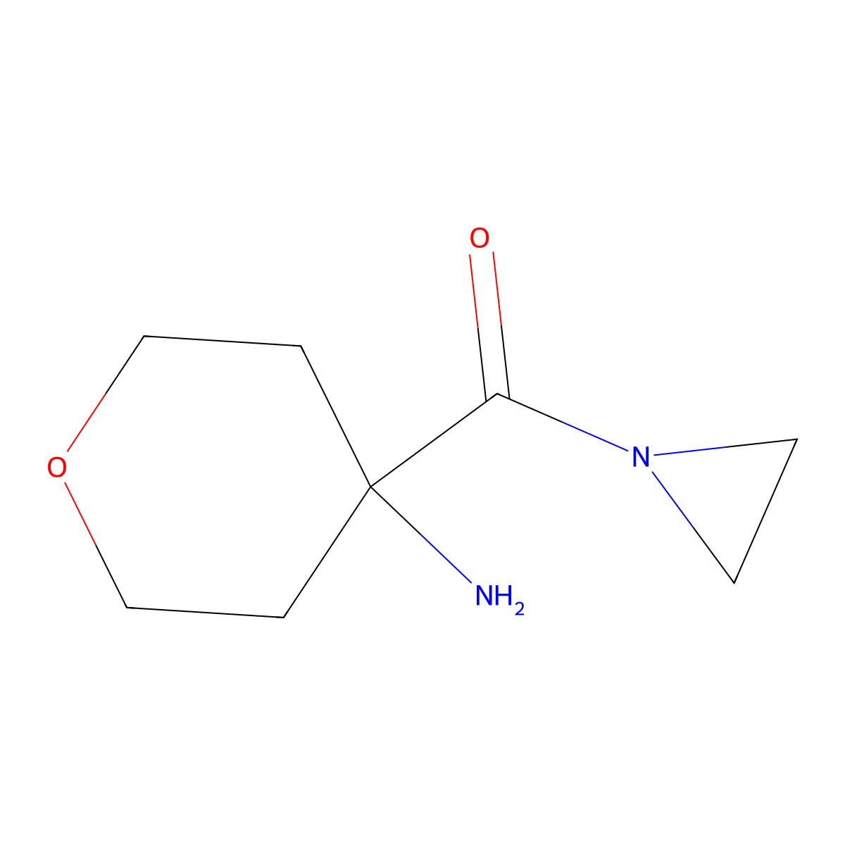 (4-Amino-tetrahydro-pyran-4-yl)-aziridin-1-yl-methanone molecular structure, CAS 2408429-55-8