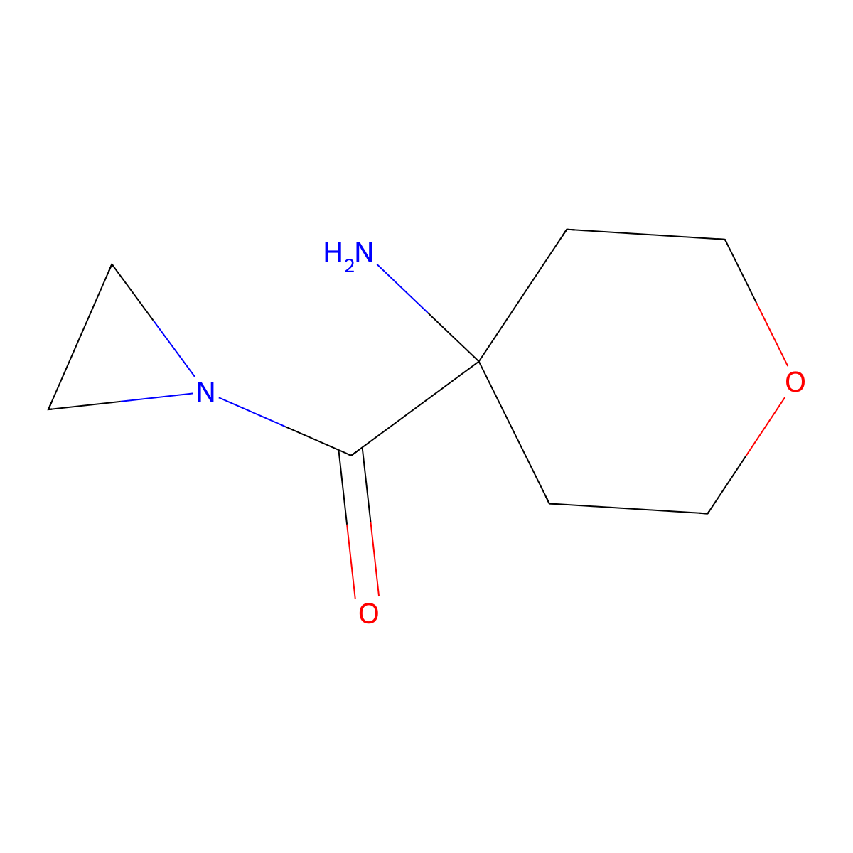 (4-Amino-tetrahydro-pyran-4-yl)-aziridin-1-yl-methanone molecular structure, CAS 2408429-55-8