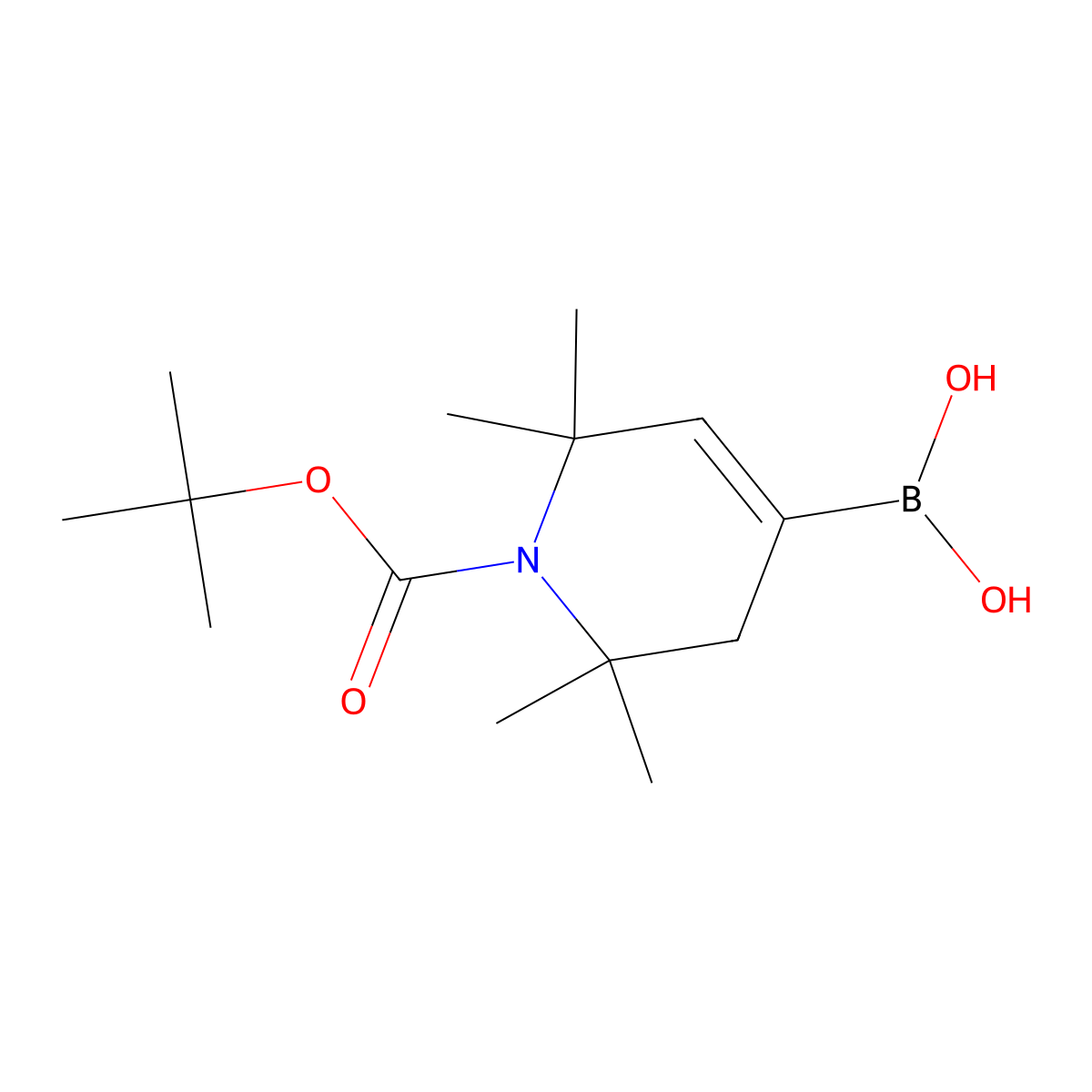1-Boc-2,2,6,6-tetramethyl-1,2,3,6-tetrahydro-4-pyridine-boronic acid molecular structure, CAS 2408429-70-7