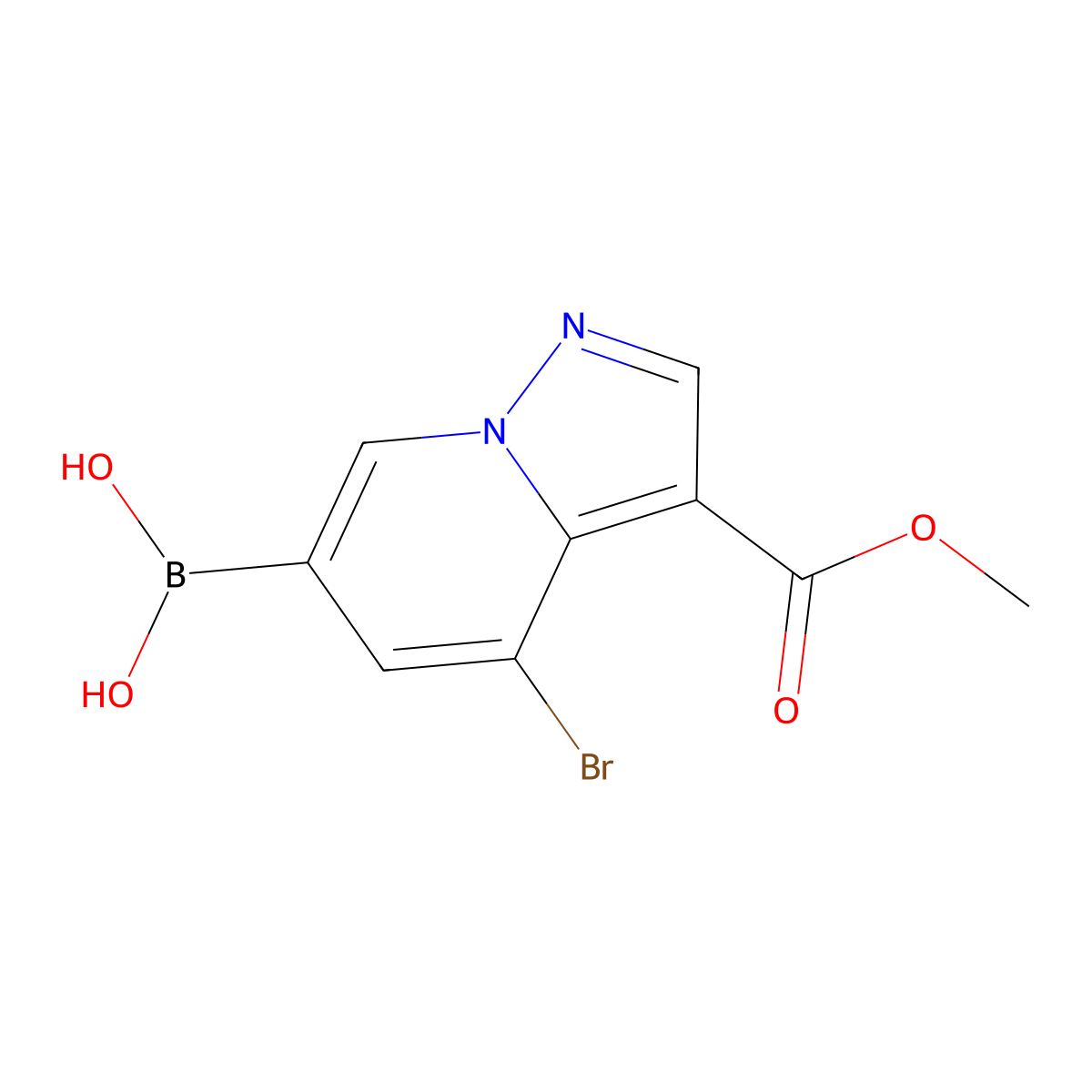 4-Bromo-3-methoxycarbonyl-pyrazolo[1,5-a]pyridine-6-boronic acid molecular structure, CAS 2408429-77-4