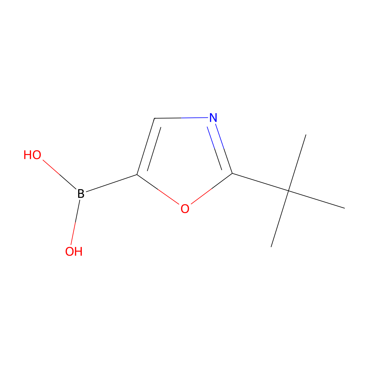 2-tert-butyl-Oxazole-5-boronic acid molecular structure, CAS 2408429-85-4