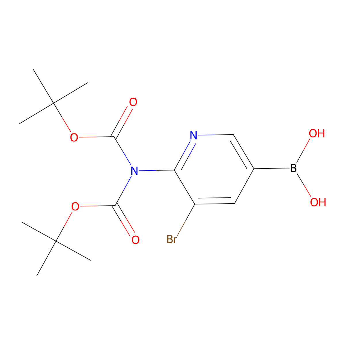 2-(di-Boc-amino)-3-bromo-pyridine-5-boronic acid molecular structure, CAS 2408430-03-3