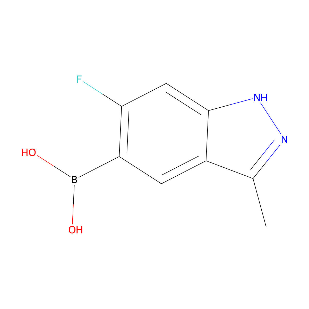 6-Fluoro-3-methyl-1H-indazole-5-boronic acid molecular structure, CAS 2408430-07-7