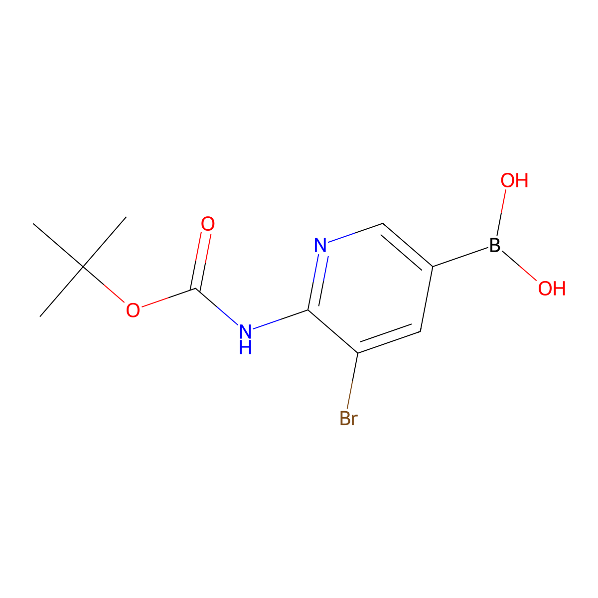 2-Bocamino-3-bromo-pyridine-5-boronic acid molecular structure, CAS 2408430-23-7