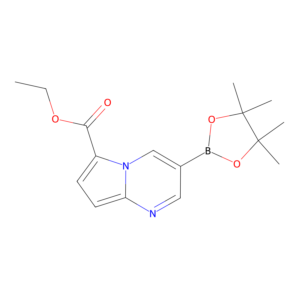 3-(4,4,5,5-Tetramethyl-[1,3,2]dioxaborolan-2-yl)-pyrrolo[1,2-a]pyrimidine-6-carboxylic acid ethyl ester molecular structure, CAS 2408430-30-6