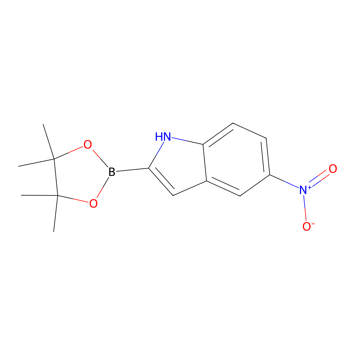 5-Nitro-1H-indole-2-boronic acid pinacol ester molecular structure, CAS 2408430-33-9