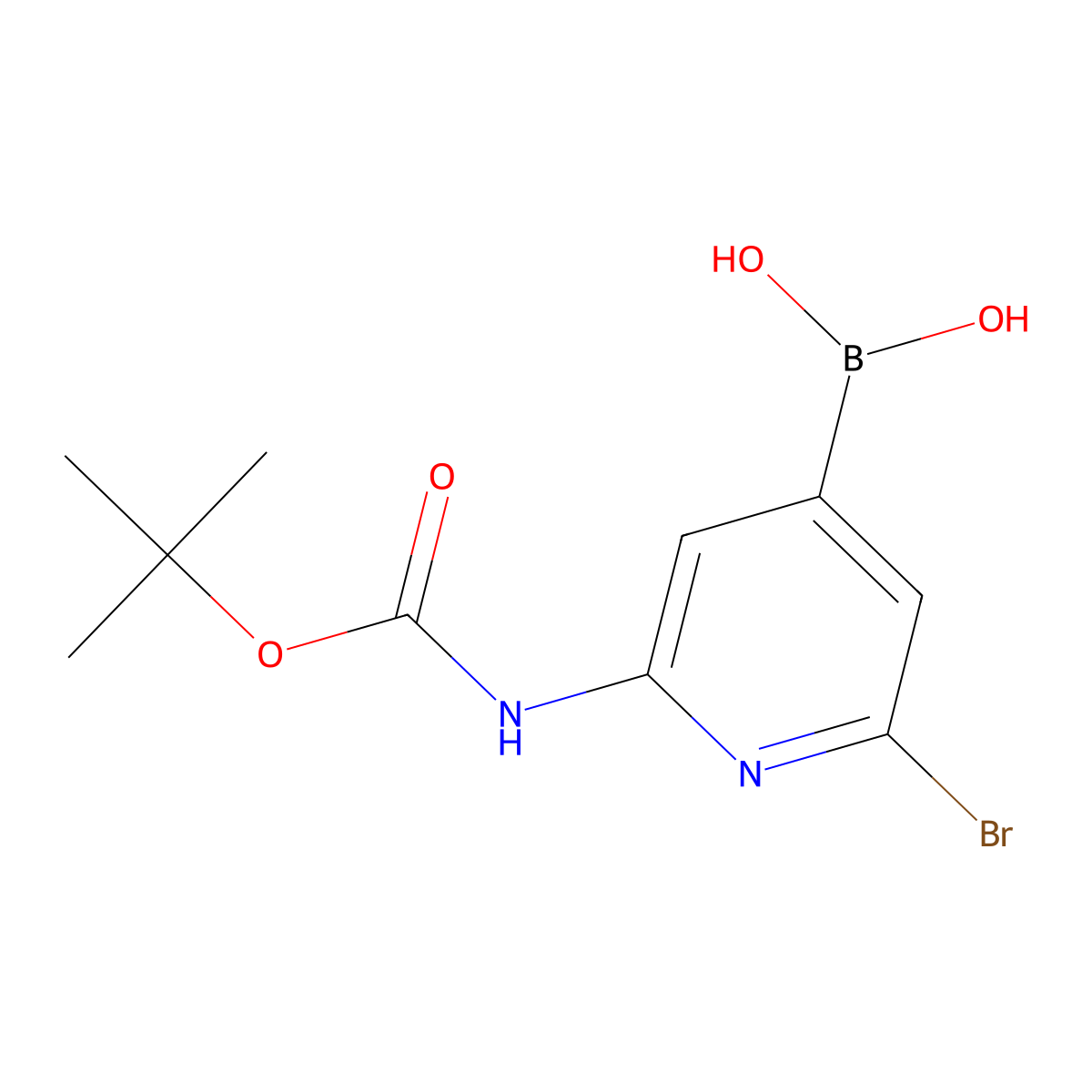 2-Bocamino-6-bromo-pyridine-4-boronic acid molecular structure, CAS 2408430-37-3