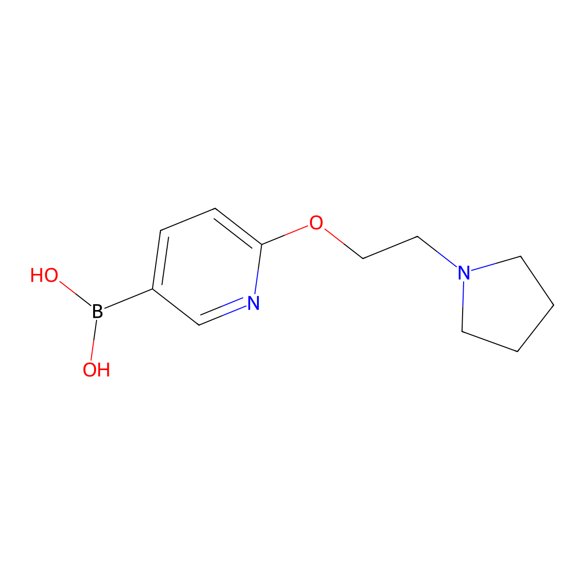 2-(2-Pyrrolidin-1-YL-ethoxy)-pyridine-5-boronic acid molecular structure, CAS 2408430-38-4