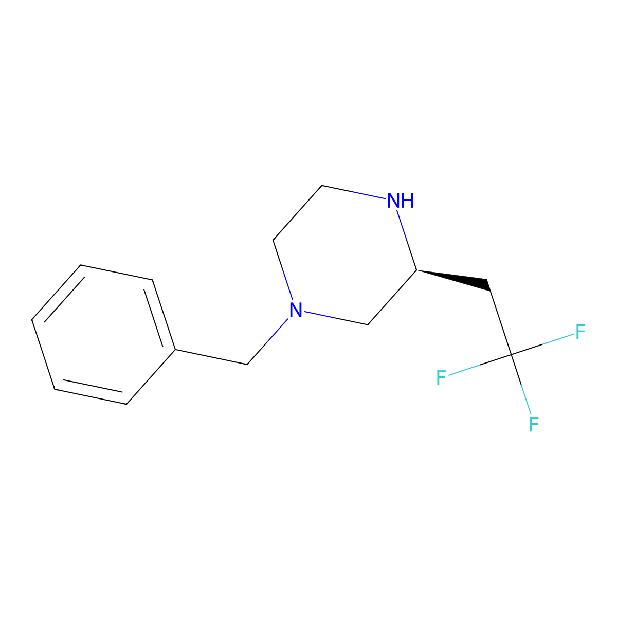 (S)-1-Benzyl-3-(2,2,2-trifluoro-ethyl)-piperazine molecular structure, CAS 2408437-79-4