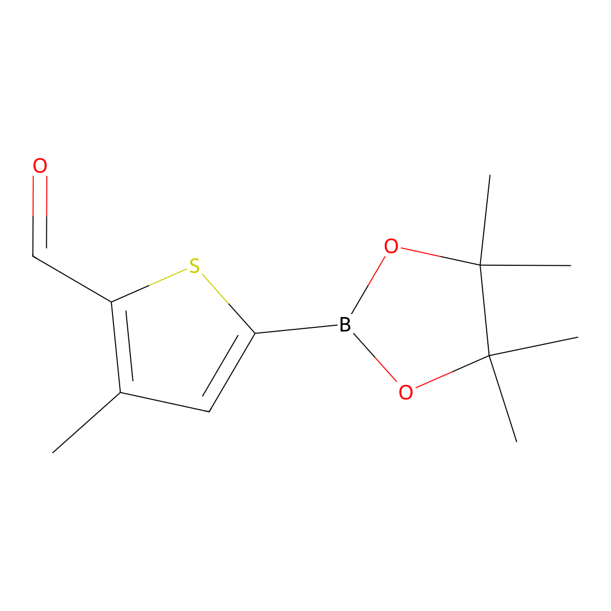 3-Methyl-5-(4,4,5,5-tetramethyl-1,3,2-dioxaborolan-2-yl)thiophene-2-carbaldehyde molecular structure, CAS 2408476-67-3