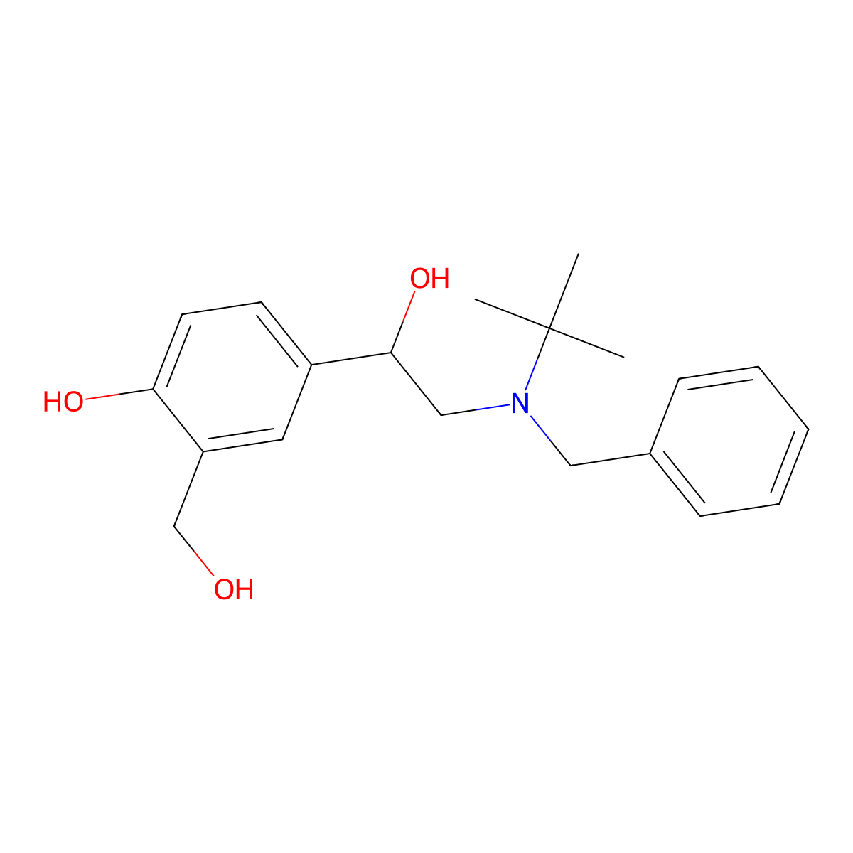 N-Benzyl albuterol molecular structure, CAS 24085-03-8