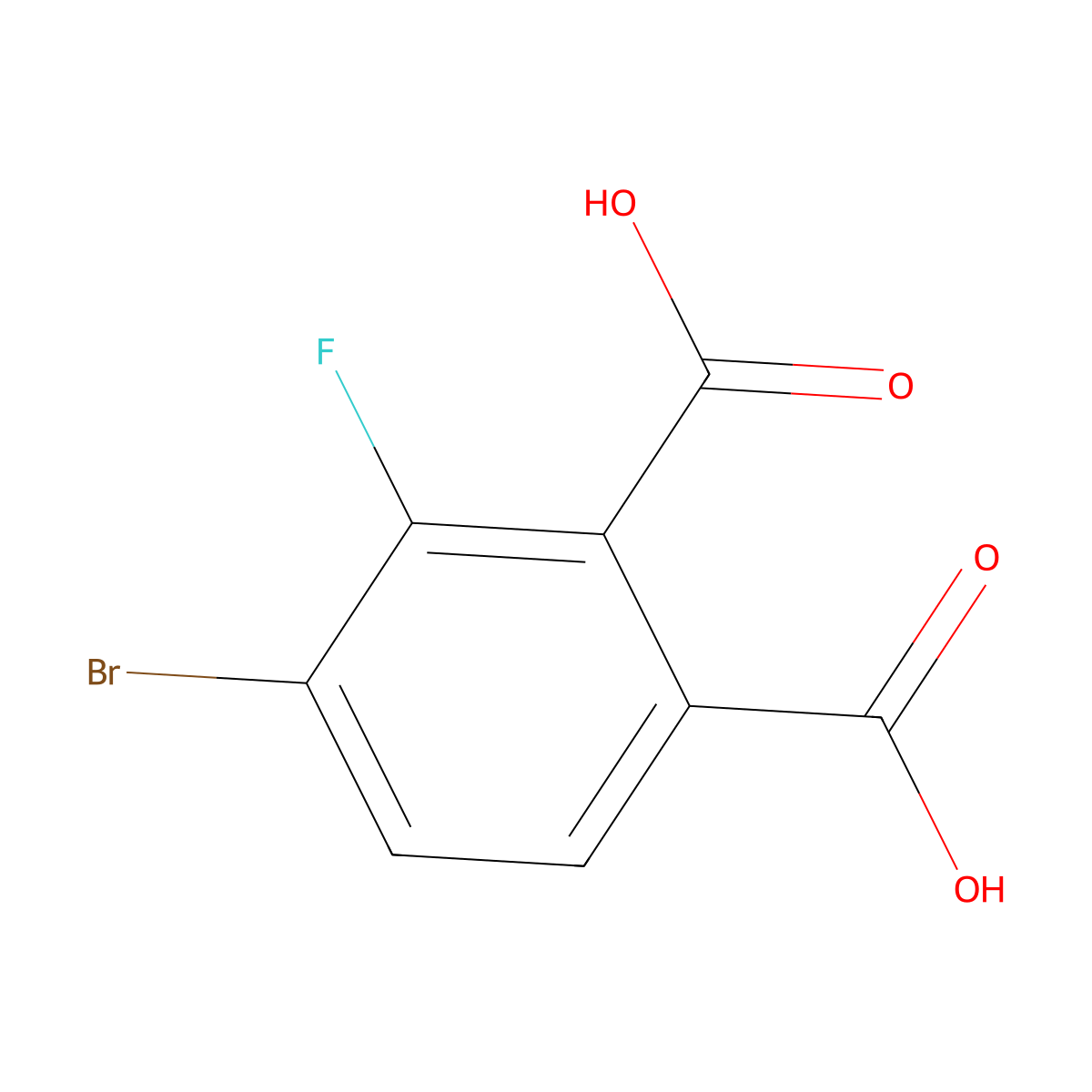 4-Bromo-3-fluorophthalic acid molecular structure, CAS 2408642-17-9