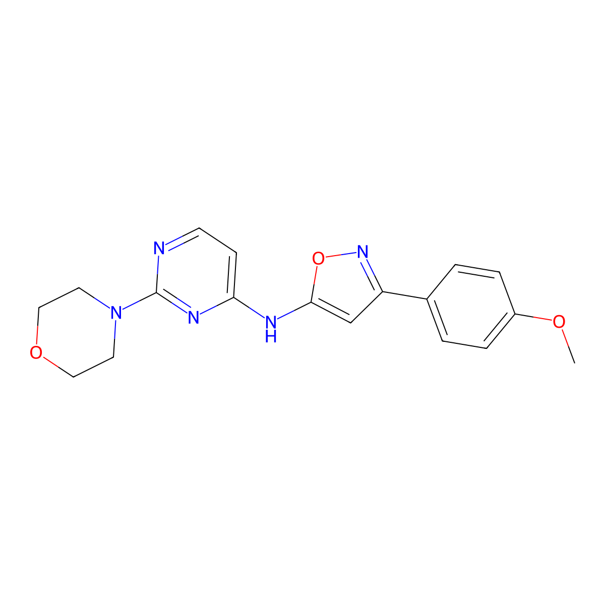 3-(4-Methoxyphenyl)-N-(2-morpholinopyrimidin-4-yl)isoxazol-5-amine molecular structure, CAS 2408648-20-2