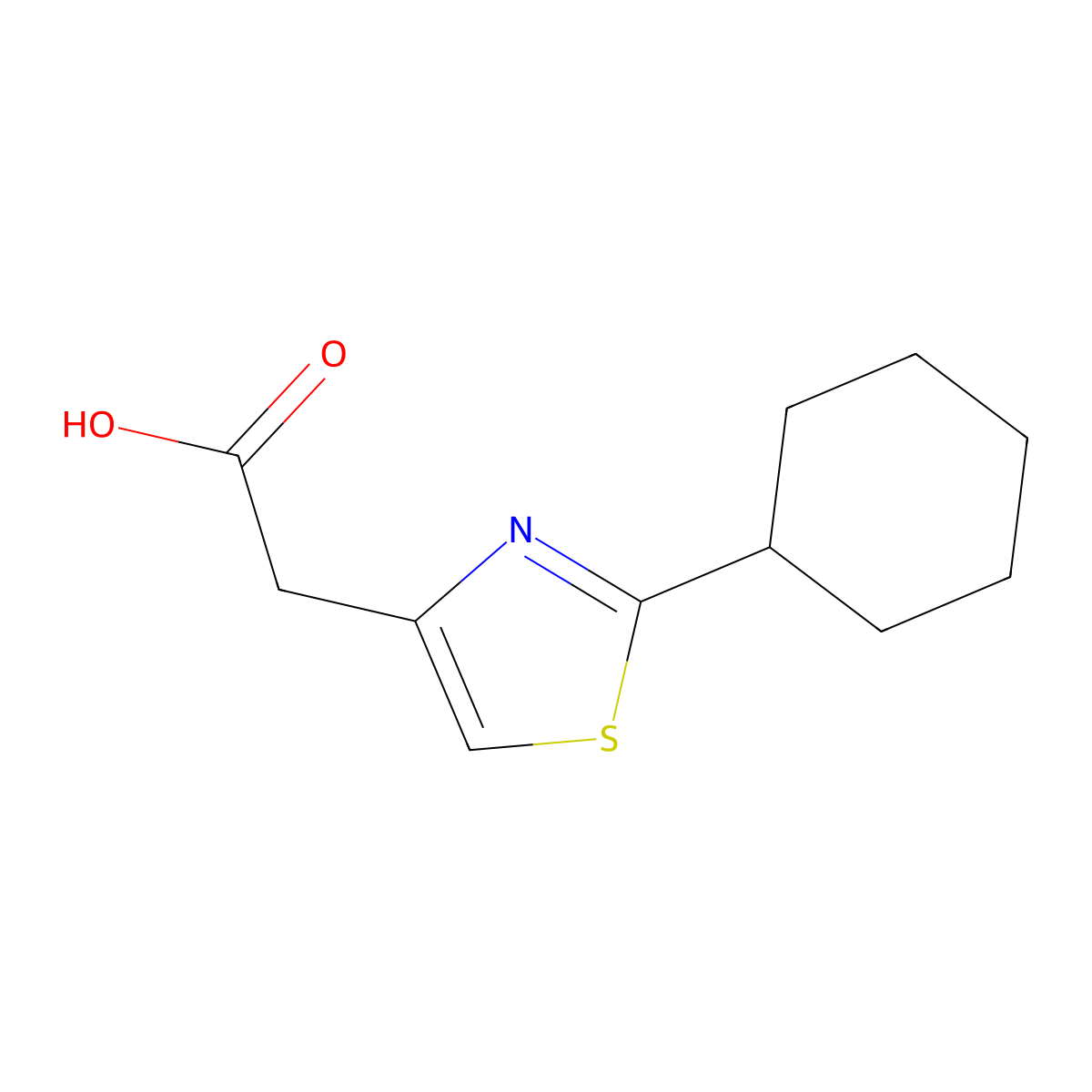 2-(2-Cyclohexyl-1,3-thiazol-4-yl)acetic acid molecular structure, CAS 24087-98-7