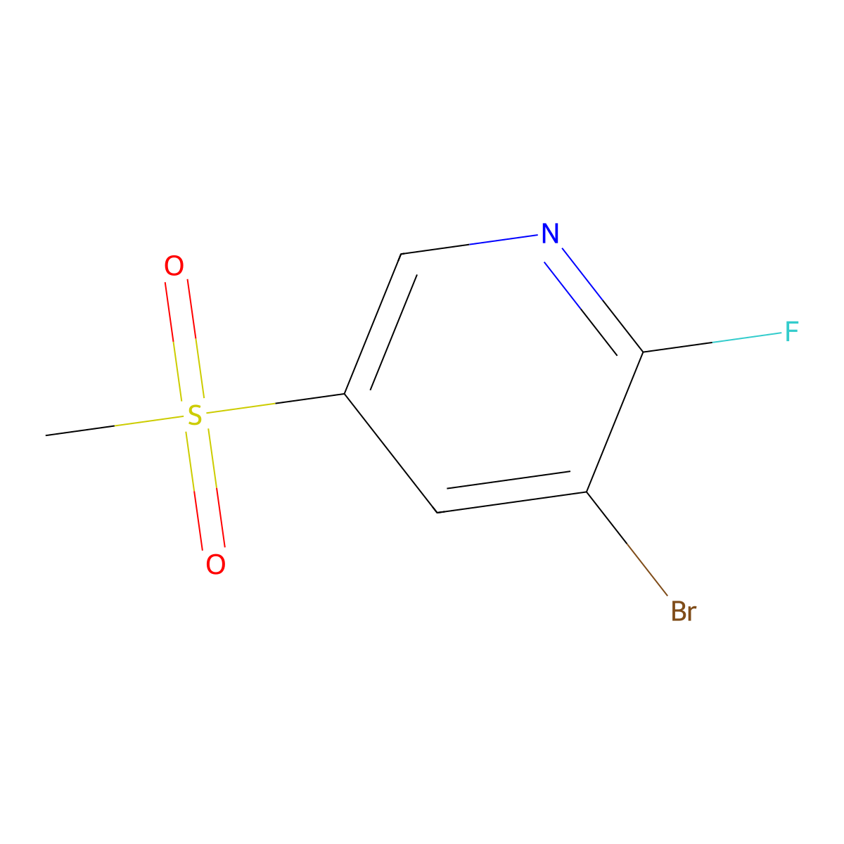 3-Bromo-2-fluoro-5-(methylsulfonyl)pyridine molecular structure, CAS 2408741-12-6