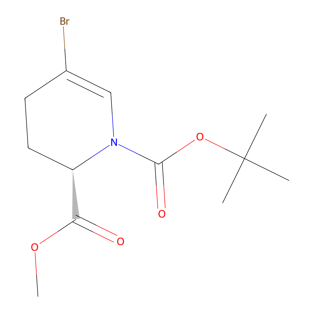 1-tert-butyl 2-methyl (2S)-5-bromo-1,2,3,4-tetrahydropyridine-1,2-dicarboxylate molecular structure, CAS 2408749-60-8