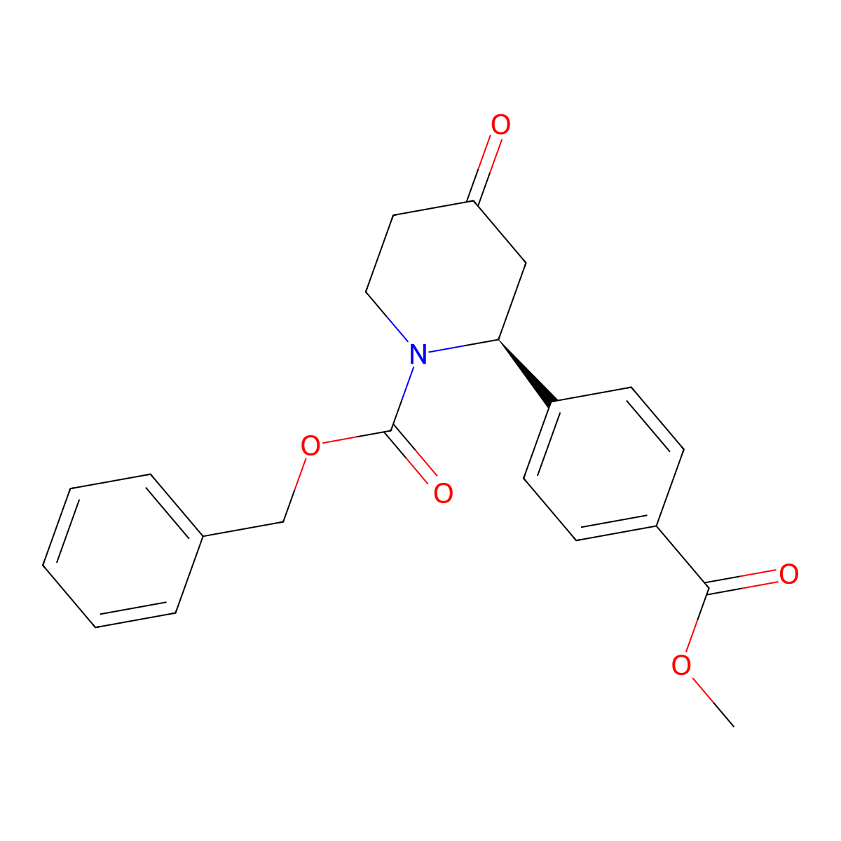 benzyl (2S)-2-(4-methoxycarbonylphenyl)-4-oxo-piperidine-1-carboxylate molecular structure, CAS 2408761-20-4