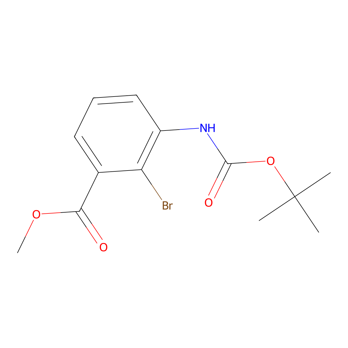 Methyl 2-bromo-3-{[(tert-butoxy)carbonyl]amino}benzoate molecular structure, CAS 2408762-20-7