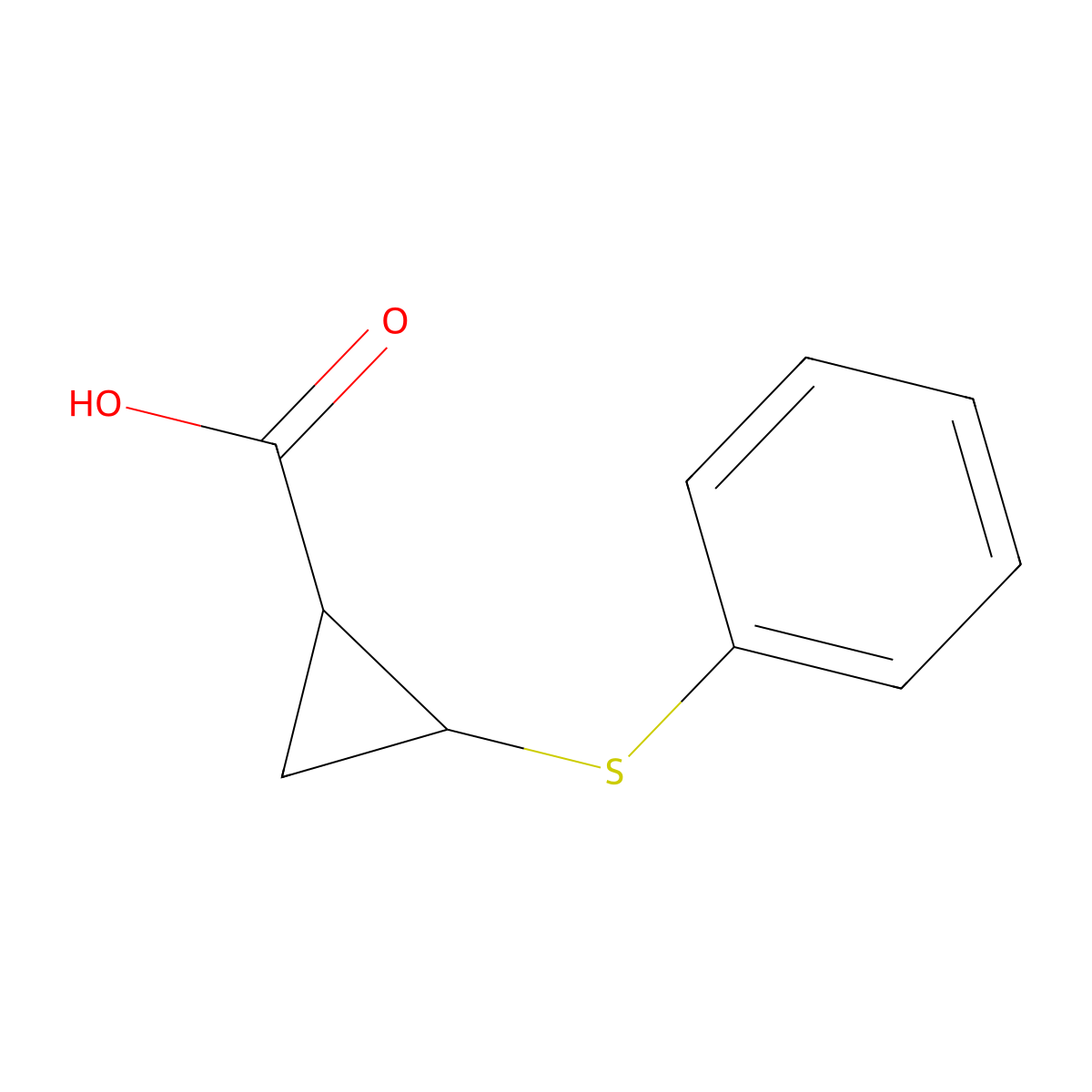 2-(Phenylsulfanyl)cyclopropane-1-carboxylic acid molecular structure, CAS 2408772-46-1