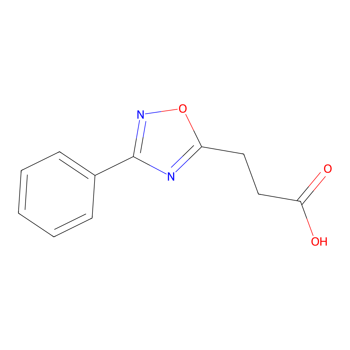3-(3-Phenyl-1,2,4-oxadiazol-5-yl)propionic acid molecular structure, CAS 24088-59-3