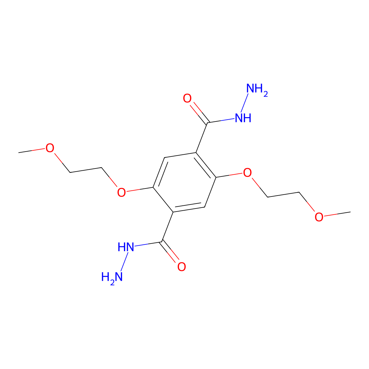 2,5-Bis(2-methoxyethoxy)terephthalohydrazide molecular structure, CAS 2408841-97-2