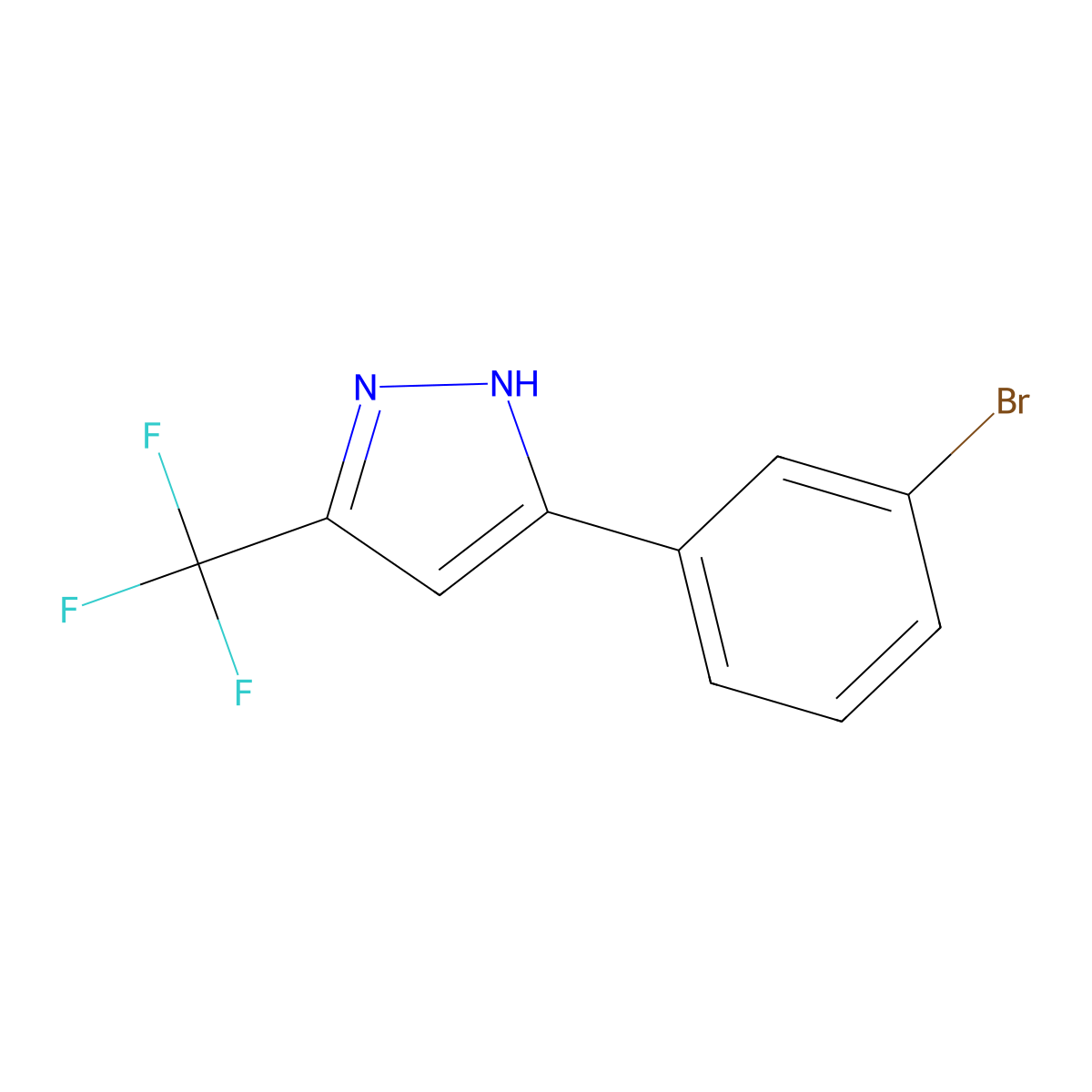 3-(3-bromophenyl)-5-(trifluoromethyl)-1H-pyrazole molecular structure, CAS 2408886-37-1