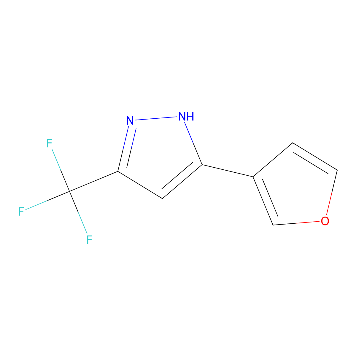 5-(furan-3-yl)-3-(trifluoromethyl)-1H-pyrazole molecular structure, CAS 2408886-59-7