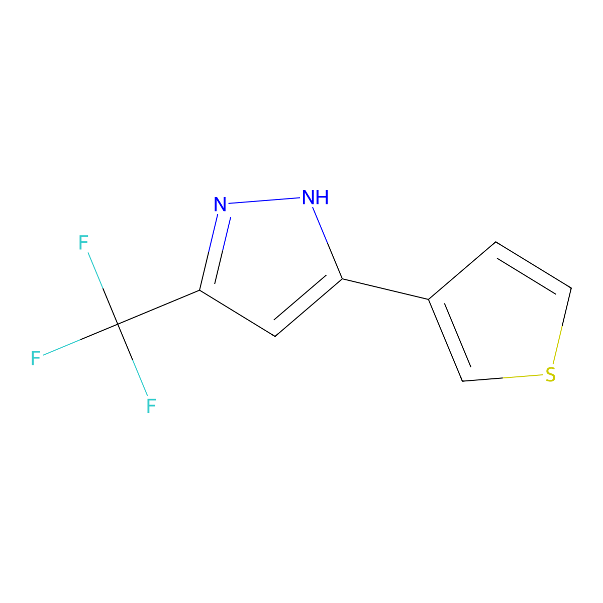 5-(Thiophen-3-yl)-3-(trifluoromethyl)-1H-pyrazole molecular structure, CAS 2408886-65-5