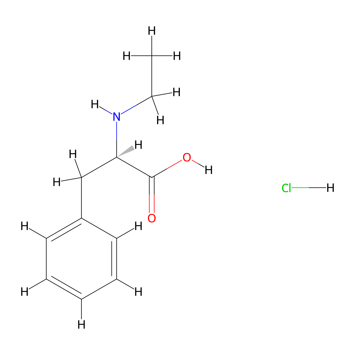 (2R)-2-(ethylamino)-3-phenylpropanoic acid hydrochloride molecular structure, CAS 2408935-68-0