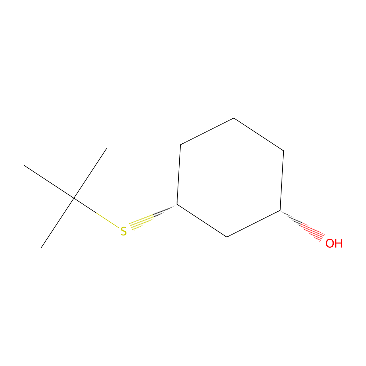 rac-(1R,3S)-3-(tert-butylsulfanyl)cyclohexan-1-ol,cis molecular structure, CAS 2408935-71-5