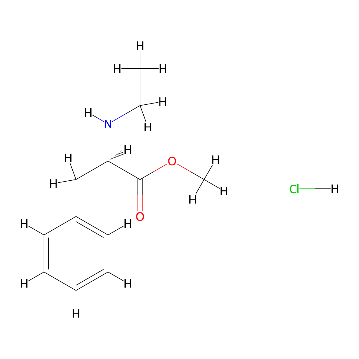 methyl (2R)-2-(ethylamino)-3-phenylpropanoate hydrochloride molecular structure, CAS 2408935-76-0