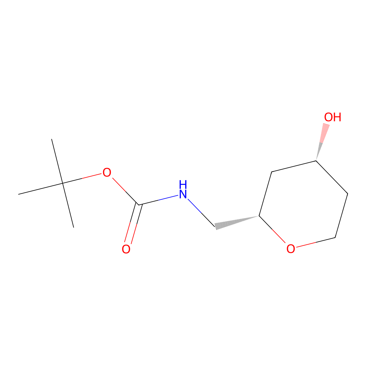 rac-tert-butyl N-{[(2R,4S)-4-hydroxyoxan-2-yl]methyl}carbamate molecular structure, CAS 2408935-80-6