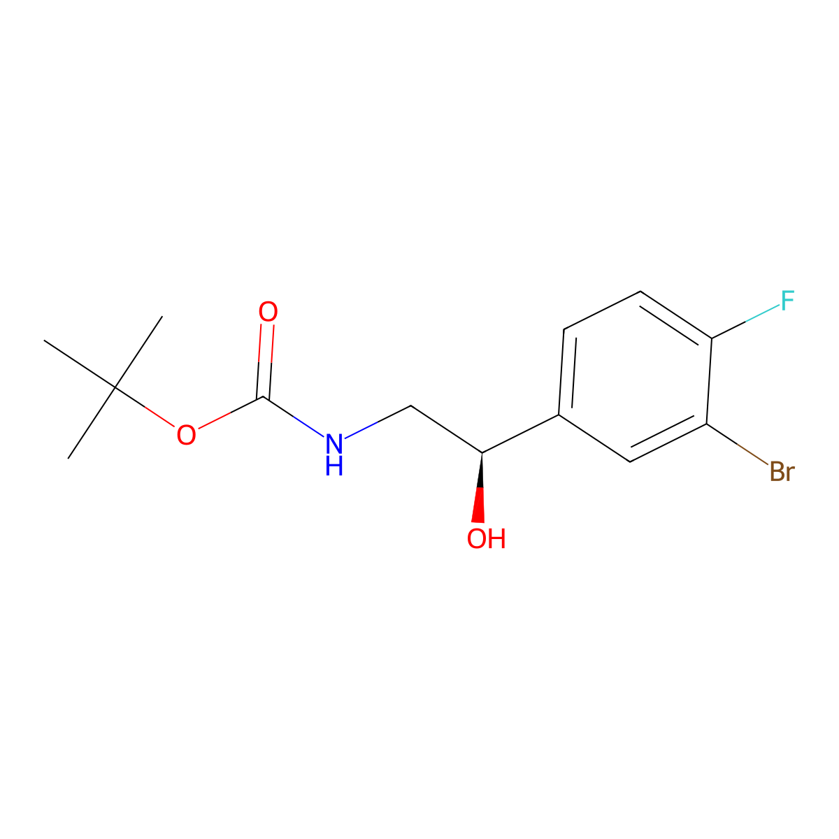tert-butyl N-[(2R)-2-(3-bromo-4-fluorophenyl)-2-hydroxyethyl]carbamate molecular structure, CAS 2408935-91-9