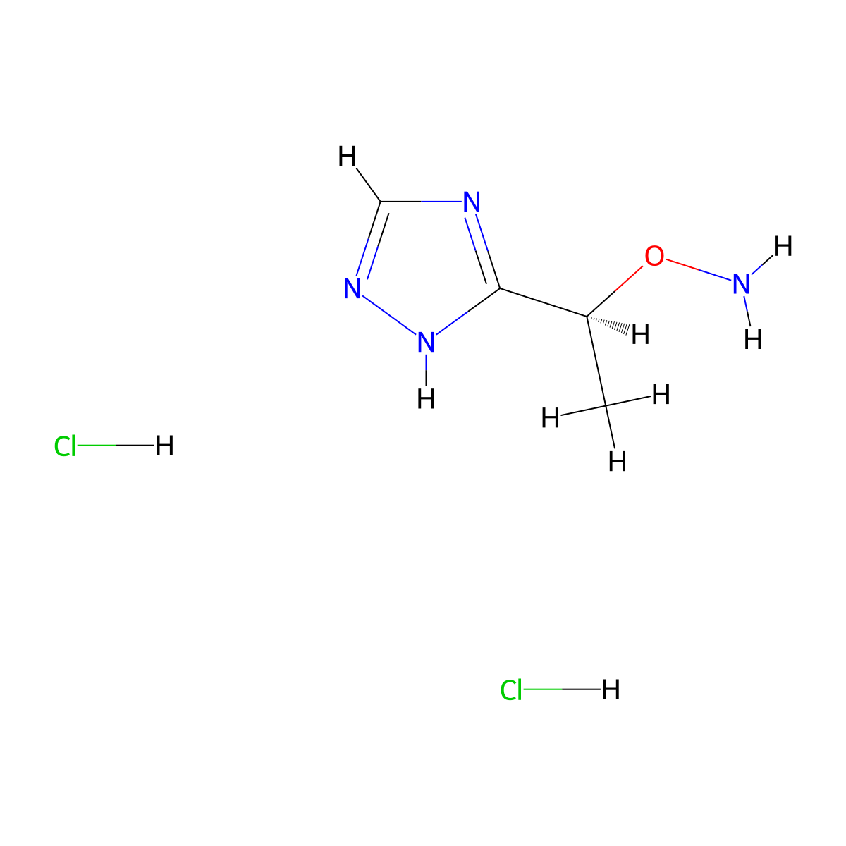 O-[(1S)-1-(1H-1,2,4-triazol-3-yl)ethyl]hydroxylamine dihydrochloride molecular structure, CAS 2408936-10-5