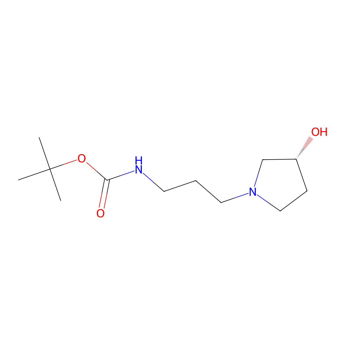 tert-butyl N-{3-[(3R)-3-hydroxypyrrolidin-1-yl]propyl}carbamate molecular structure, CAS 2408936-40-1