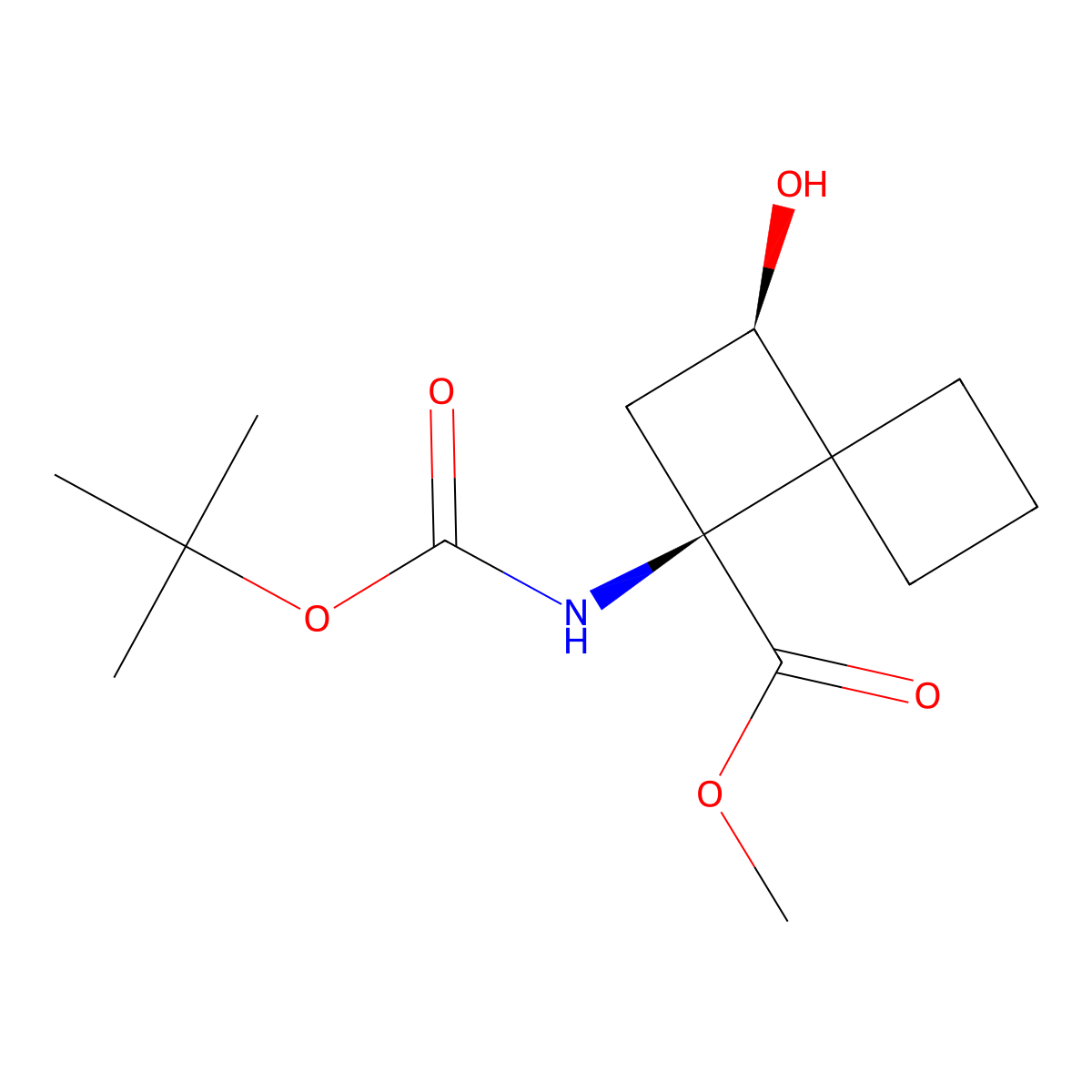 rac-methyl (1R,3S)-1-{[(tert-butoxy)carbonyl]amino}-3-hydroxyspiro[3.3]heptane-1-carboxylate molecular structure, CAS 2408936-44-5