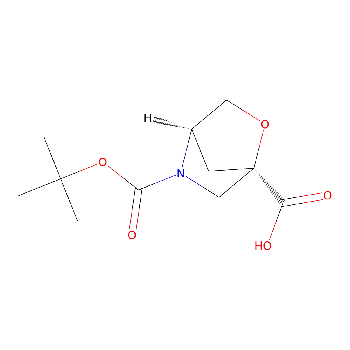 (1R,4R)-5-((tert-butoxy)carbonyl)-2-oxa-5-azabicyclo(2.2.1)heptane-1-carboxylic acid molecular structure, CAS 2408936-49-0