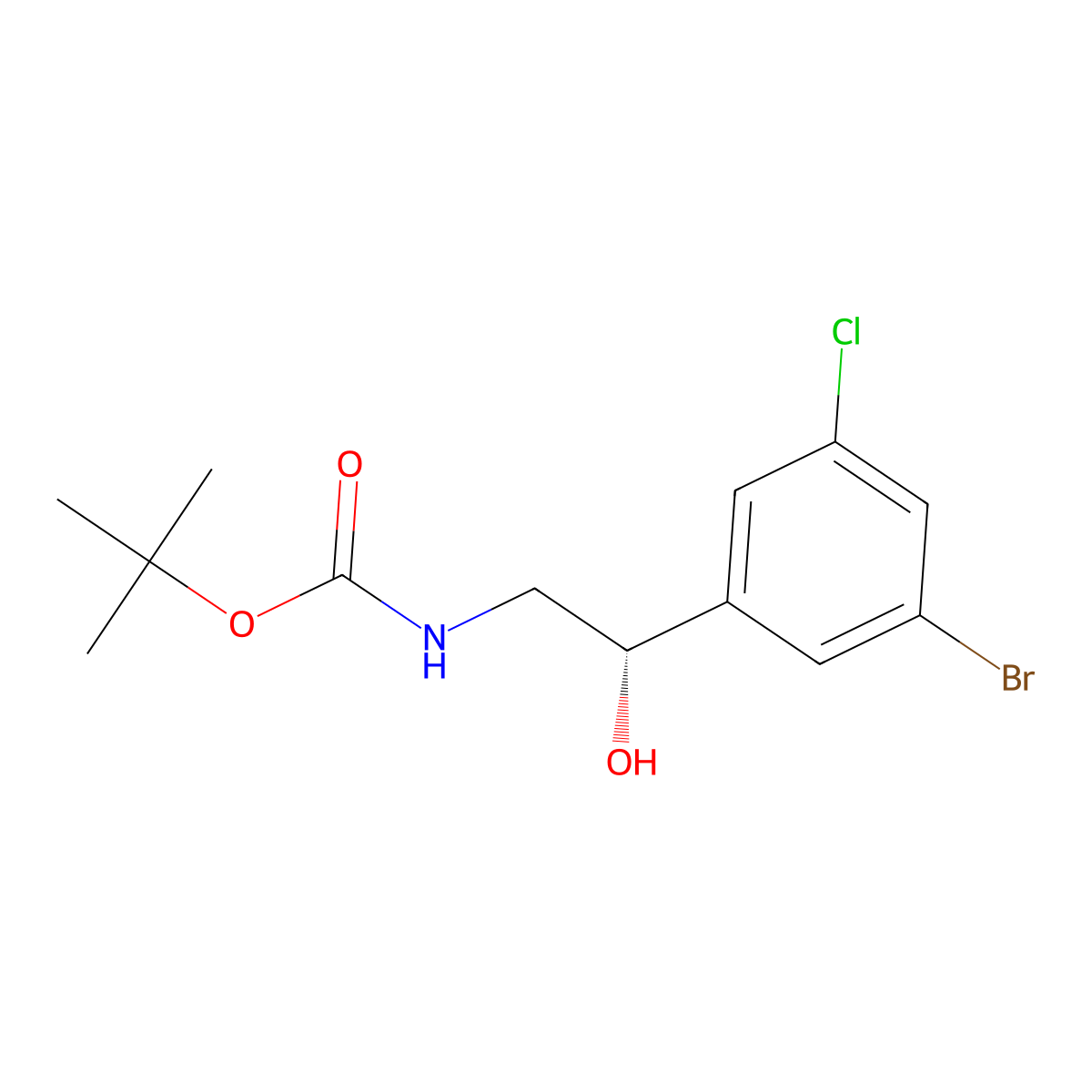 tert-butyl N-[(2S)-2-(3-bromo-5-chlorophenyl)-2-hydroxyethyl]carbamate molecular structure, CAS 2408936-50-3