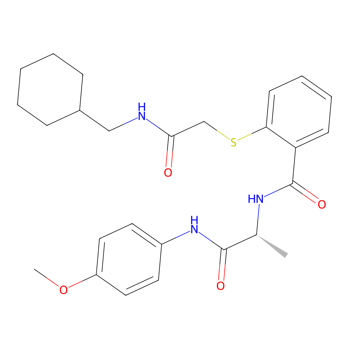 (2R)-2-{[2-({[(cyclohexylmethyl)carbamoyl]methyl}sulfanyl)phenyl]formamido}-N-(4-methoxyphenyl)propanamide molecular structure, CAS 2408936-52-5