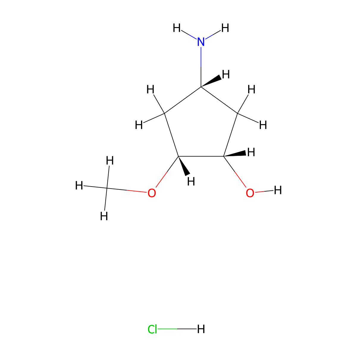 rac-(1R,2S,4S)-4-amino-2-methoxycyclopentan-1-ol hydrochloride molecular structure, CAS 2408936-72-9