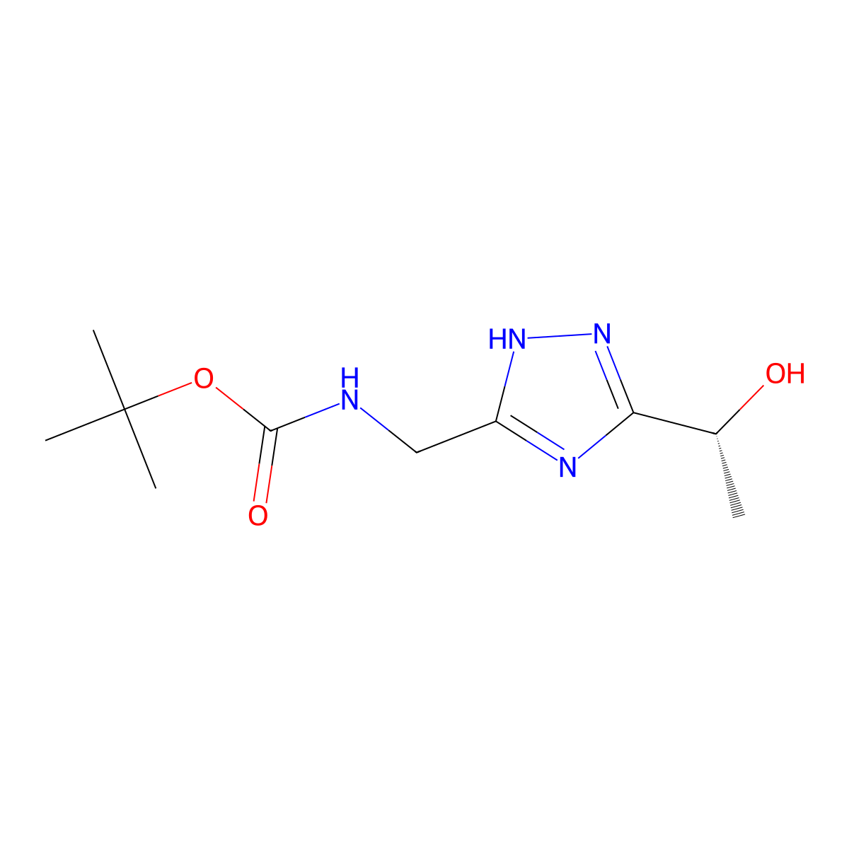 tert-butyl N-({3-[(1R)-1-hydroxyethyl]-1H-1,2,4-triazol-5-yl}methyl)carbamate molecular structure, CAS 2408936-83-2