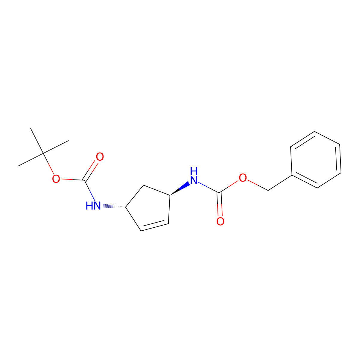Tert-butyl N-[(1R,4R)-4-(benzyloxycarbonylamino)cyclopent-2-EN-1-YL]carbamate molecular structure, CAS 2408936-85-4