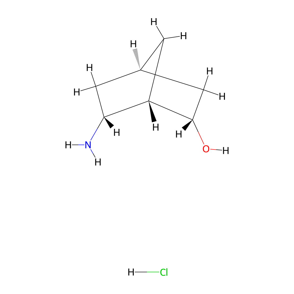 (1RS,2RS&,4SR,6SR&)-6-aminobicyclo(2.2.1)heptan-2-ol hydrochloride molecular structure, CAS 2408937-20-0