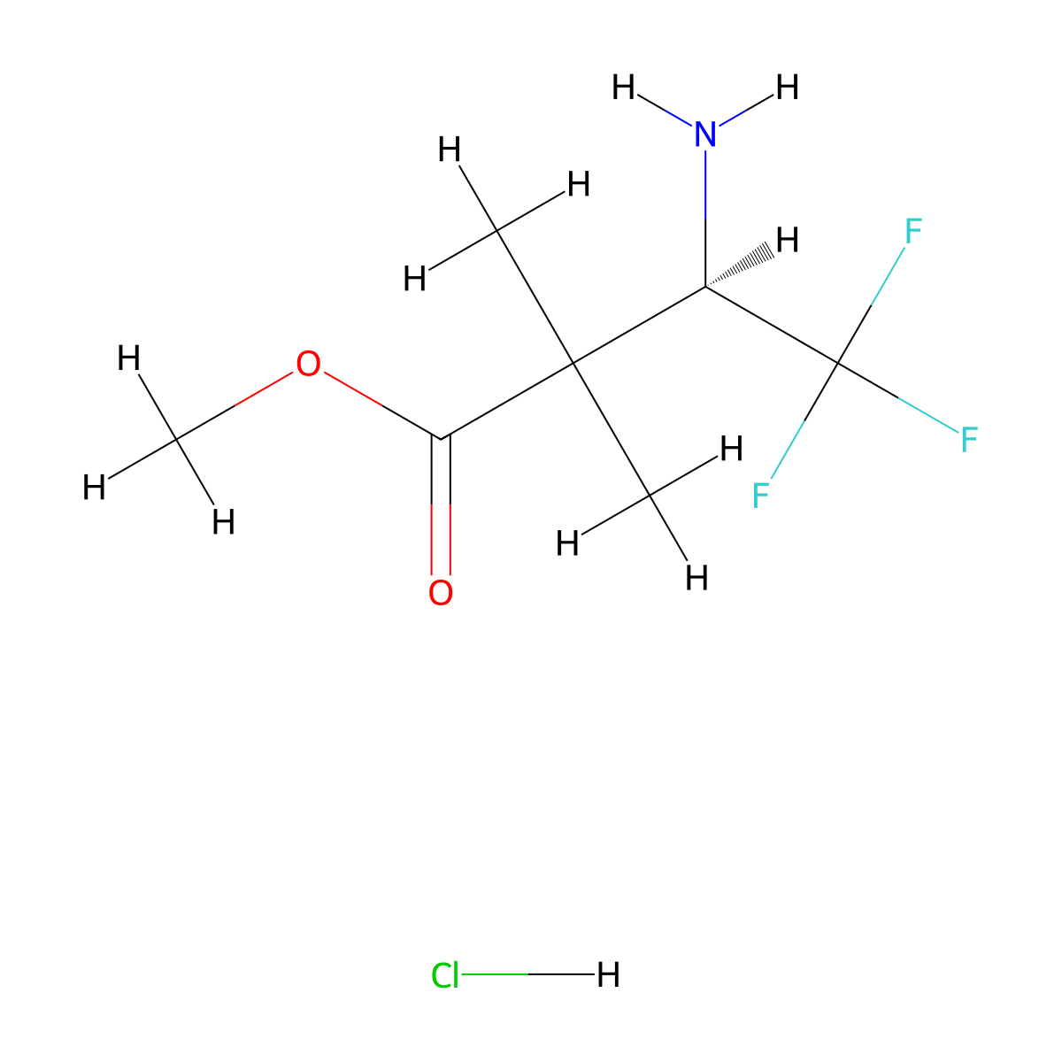 methyl (3R)-3-amino-4,4,4-trifluoro-2,2-dimethylbutanoate hydrochloride molecular structure, CAS 2408937-21-1