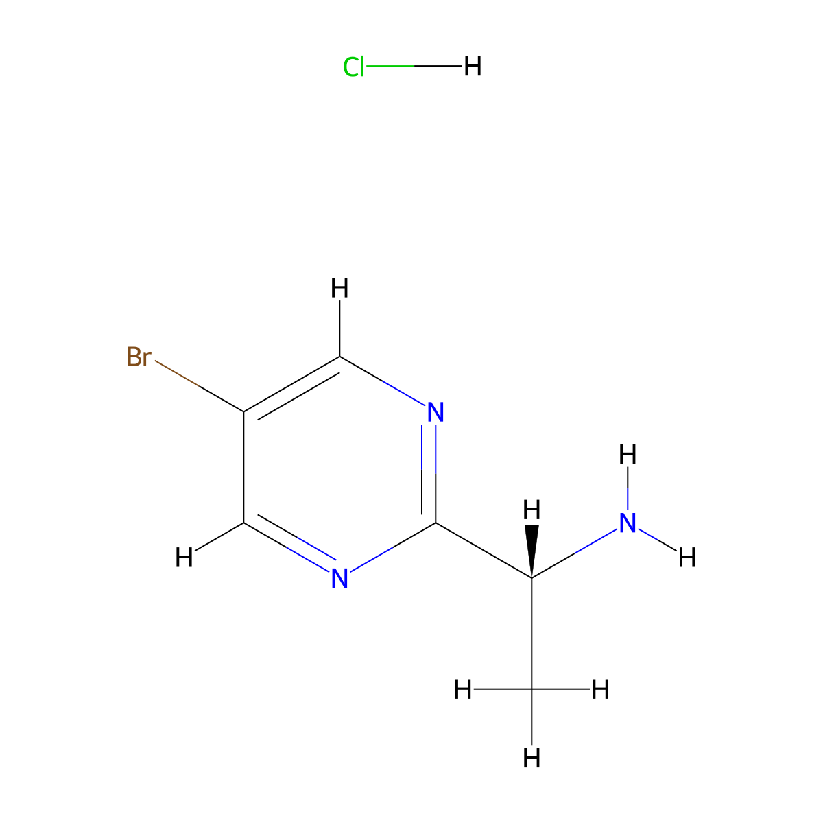 (1R)-1-(5-bromopyrimidin-2-yl)ethan-1-amine hydrochloride molecular structure, CAS 2408937-25-5