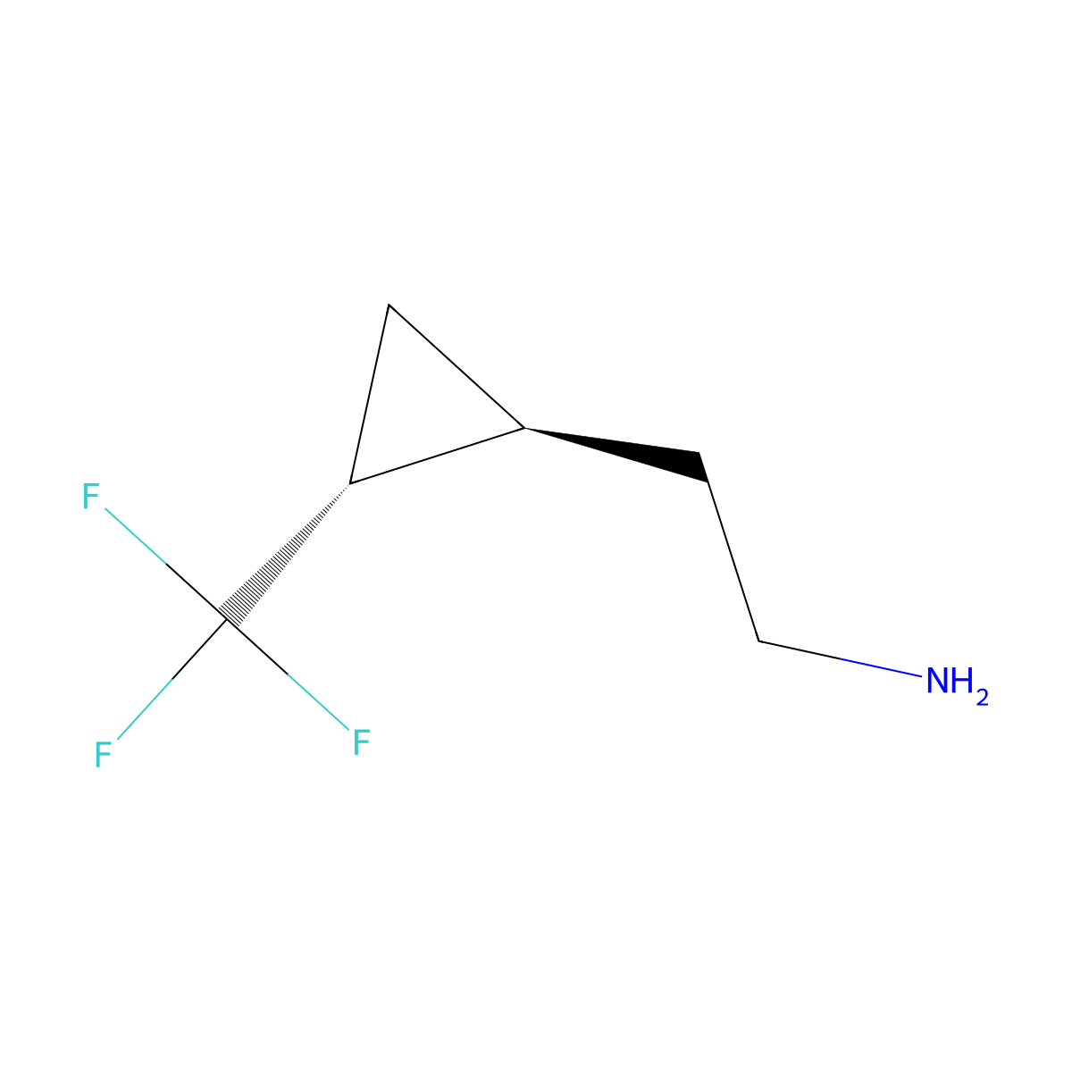 rac-2-[(1R,2S)-2-(trifluoromethyl)cyclopropyl]ethan-1-amine molecular structure, CAS 2408937-48-2