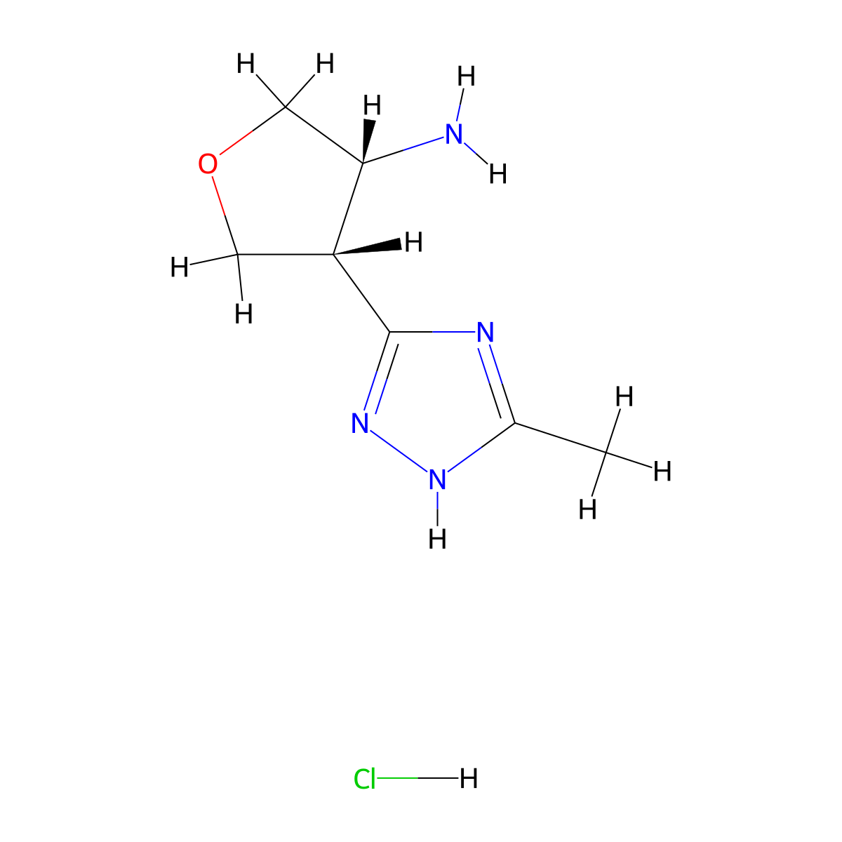 rac-(3R,4R)-4-(5-methyl-1H-1,2,4-triazol-3-yl)oxolan-3-amine hydrochloride molecular structure, CAS 2408937-51-7