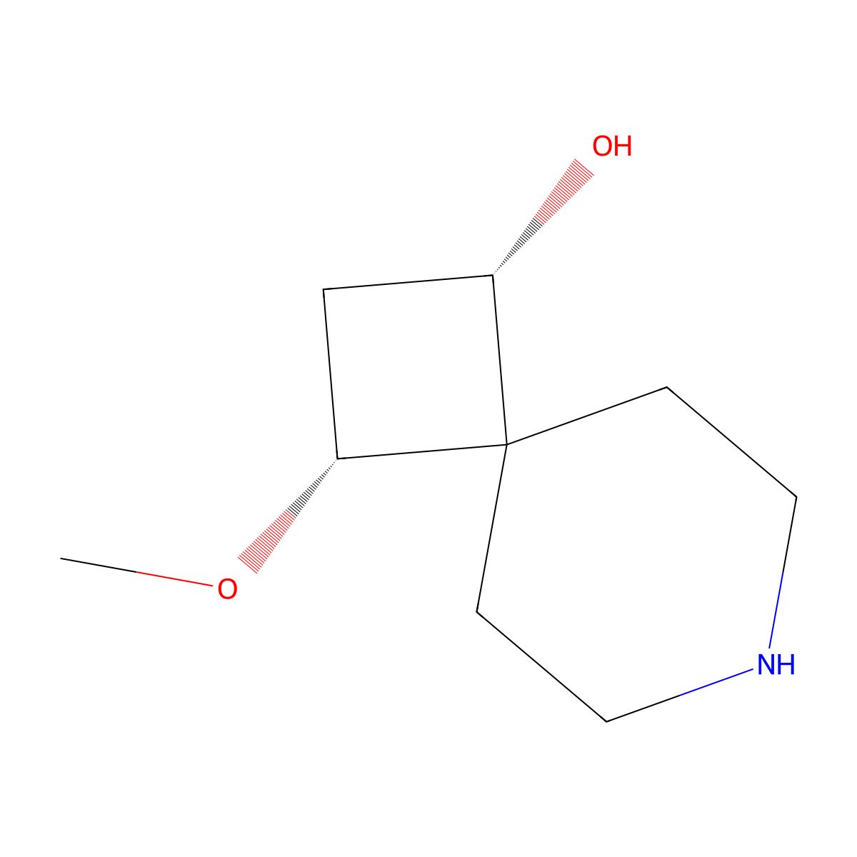 rac-(1R,3S)-3-methoxy-7-azaspiro[3.5]nonan-1-ol molecular structure, CAS 2408937-52-8