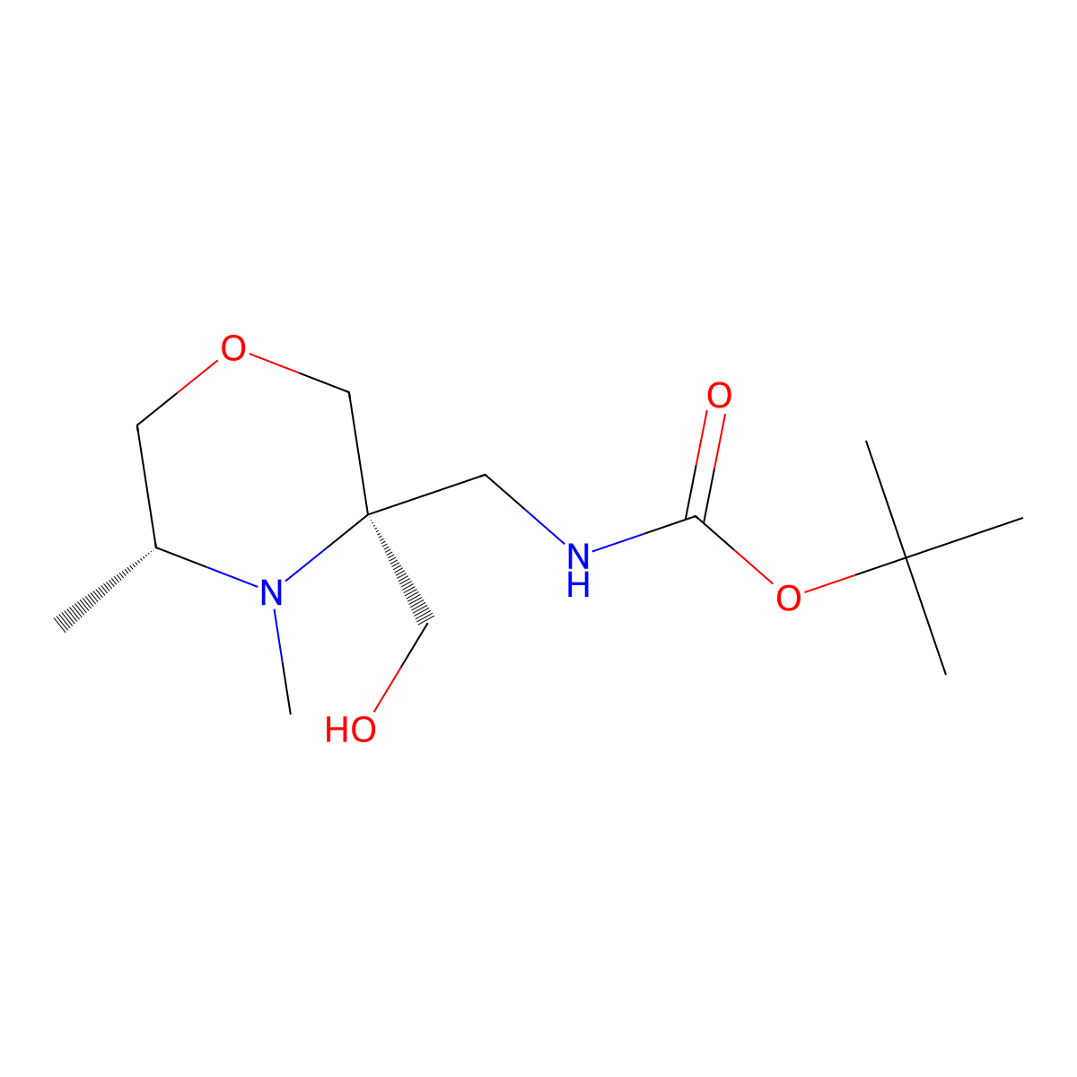 tert-butyl N-{[(3S,5R)-3-(hydroxymethyl)-4,5-dimethylmorpholin-3-yl]methyl}carbamate molecular structure, CAS 2408937-74-4